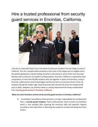 hire a trusted professional from security guard