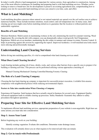Just how to Prepare Your Website for Successful Land Mulching Solutions