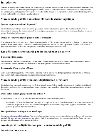 Marchand de palette : vers une digitalisation nécessaire