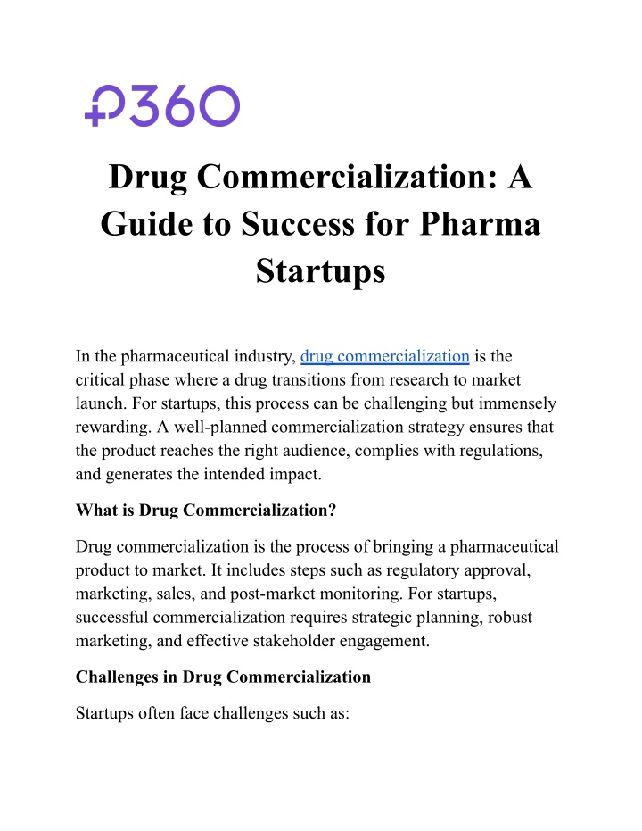 drug commercialization a guide to success