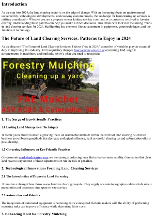 The Future of Land Clearing Services: Trends to See in 2024
