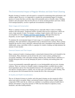 The Environmental Impact of Regular Window and Solar Panel Cleaning