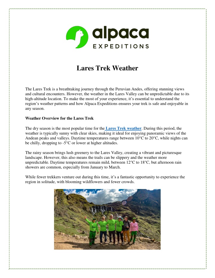 lares trek weather