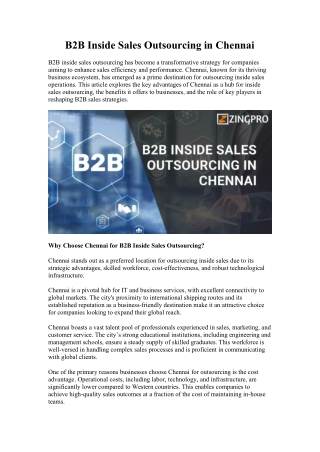 B2B Inside Sales Outsourcing in Chennai