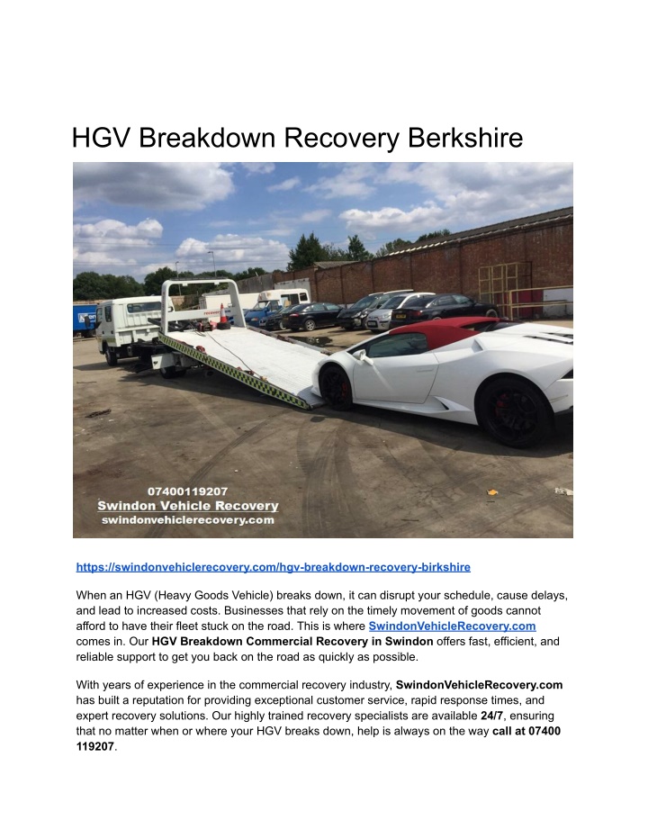 hgv breakdown recovery berkshire