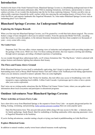 Blanchard Springs Caverns: An Underground Wonderland