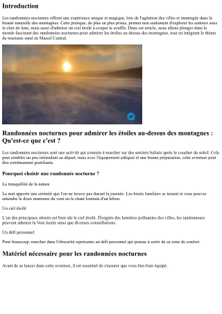 “Randonnées nocturnes pour admirer les étoiles au-dessus des montagnes”