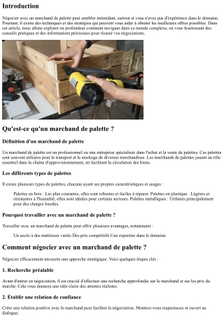 Comment négocier avec un marchand de palette ?