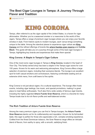 The Best Cigar Lounges in Tampa: A Journey Through Flavor and Tradition