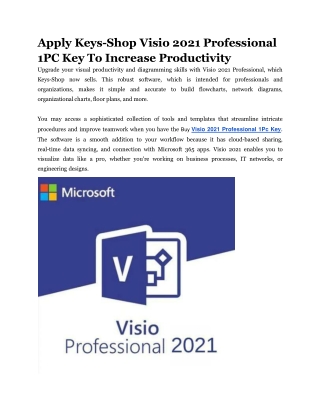 apply keys shop visio 2021 professional 1pc key to increase productivity
