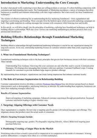 introduction to marketing understanding the core