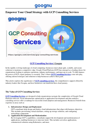 empower your cloud strategy with gcp consulting