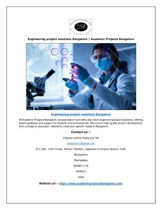 engineering project solutions bangalore academic