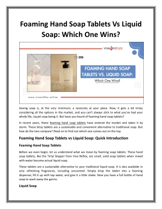foaming hand soap tablets vs liquid soap which