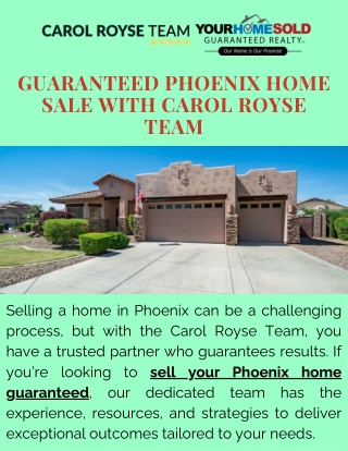 Guaranteed Phoenix Home Sale with Carol Royse Team