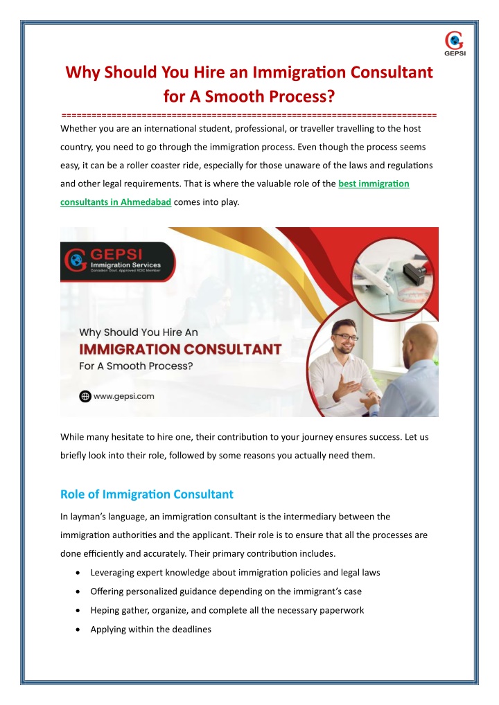 why should you hire an immigration consultant