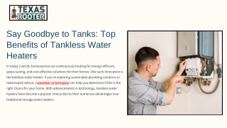 Say Goodbye to Tanks Top Benefits of Tankless Water Heaters