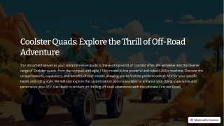 Coolster Quads-Explore the Thrill of Off Road Adventure!