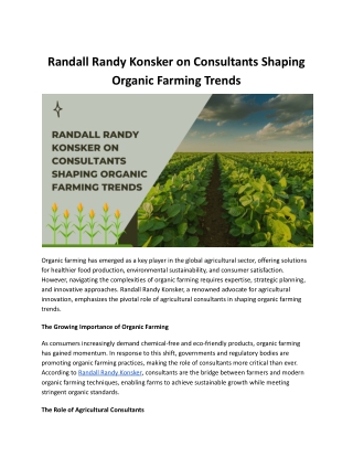 Randall Randy Konsker on Consultants Shaping Organic Farming Trends