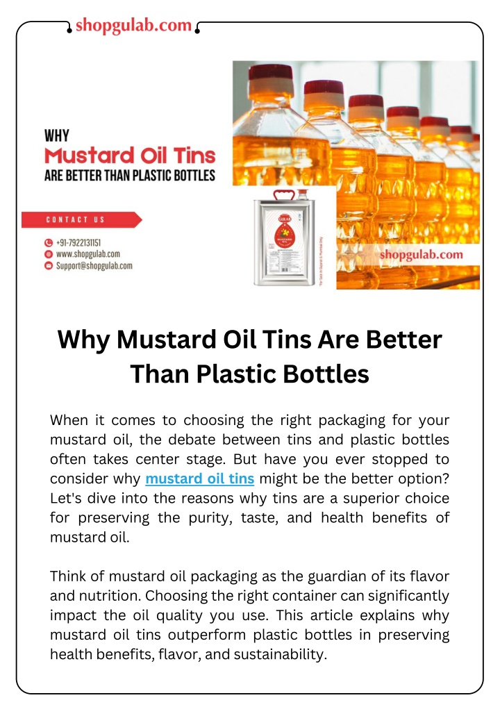 why mustard oil tins are better than plastic