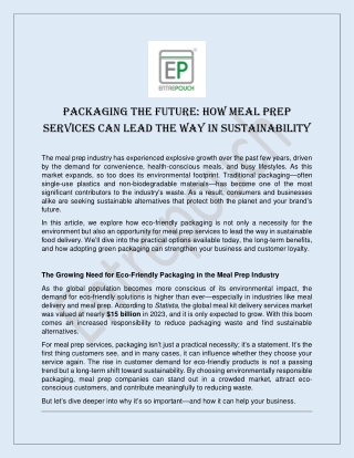 Packaging the Future: How Meal Prep Services Can Lead the Way in Sustainability