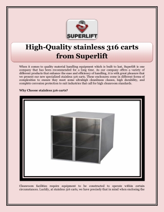 High-Quality stainless 316 carts from Superlift