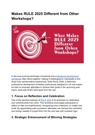 Makes RULE 2025 Different from Other Workshops