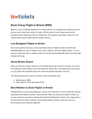 Know How to Score Cheap Flights to Bristol From Insider