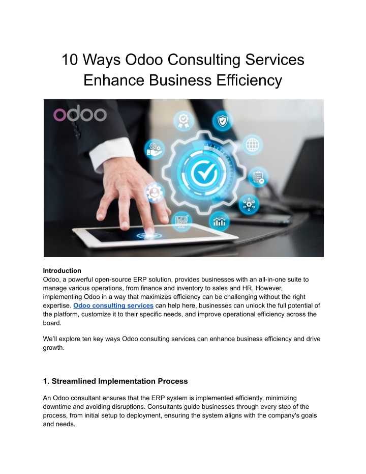 10 ways odoo consulting services enhance business