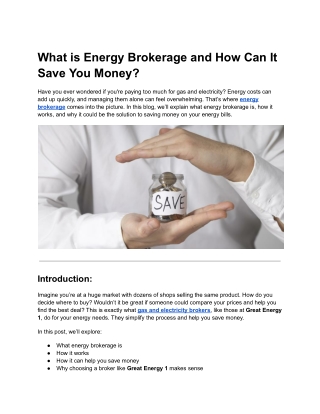 what is energy brokerage and how can it save