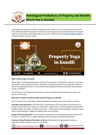 Bhumi Yoga in a Kundali