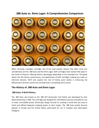 380 auto vs 9mm luger a comprehensive comparison