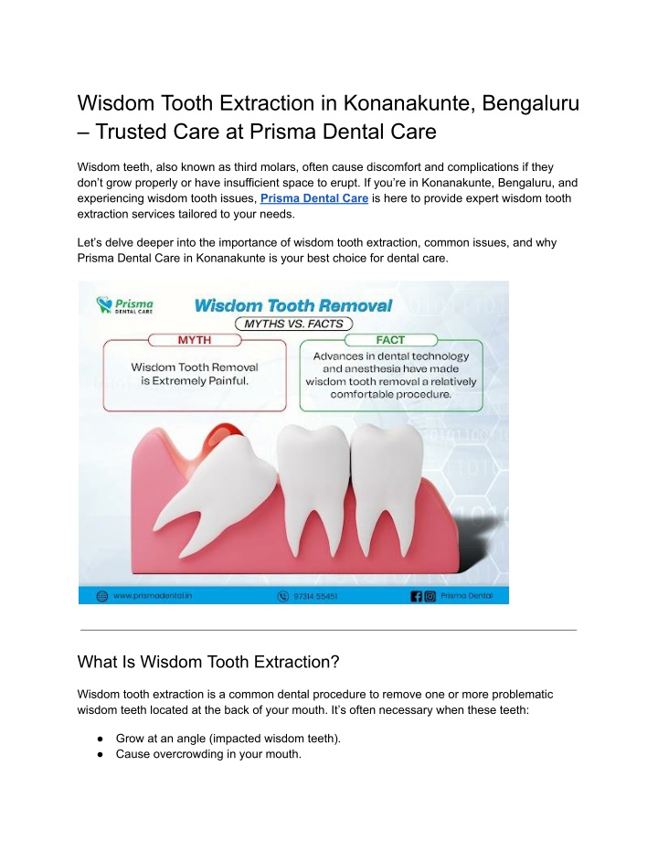 wisdom tooth extraction in konanakunte bengaluru