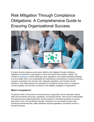 risk mitigation through compliance obligations