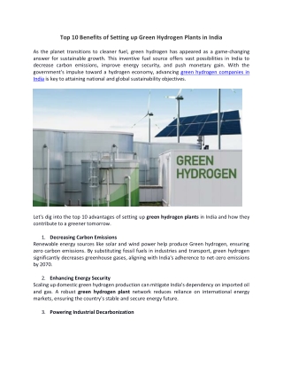 Top 10 Benefits of Setting Up Green Hydrogen Plants in India_Article 01 (1)
