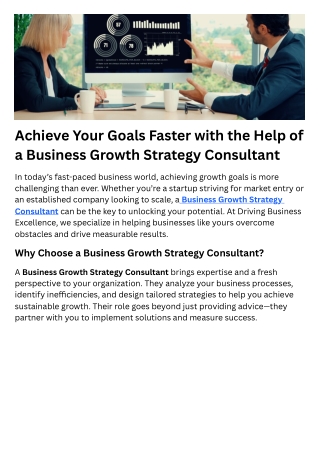Achieve Your Goals Faster with the Help of a Business Growth Strategy Consultant