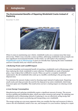 The Environmental Benefits of Repairing Windshield Cracks Instead of Replacing