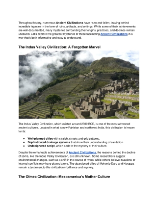 Ancient Civilizations and Their Greatest Mysteries