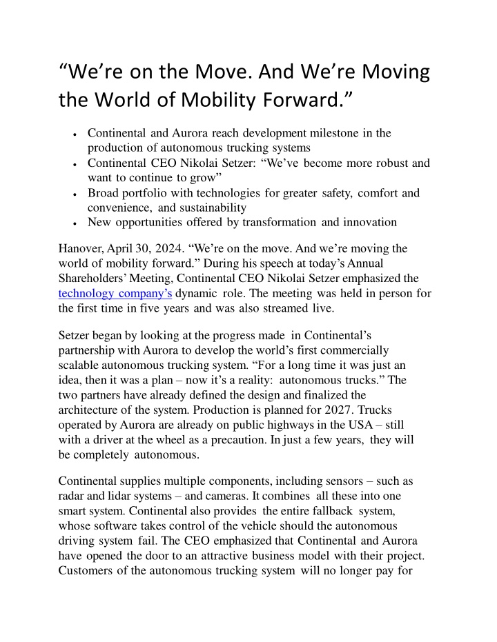 we re on the move and we re moving the world of mobility forward