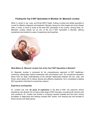 Finding the Top 5 ENT Specialists in Mumbai_ Dr. Meenesh Juvekar