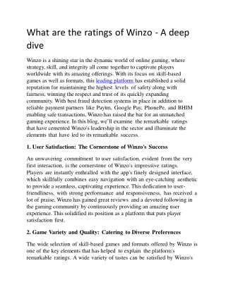 what are the ratings of winzo a deep dive