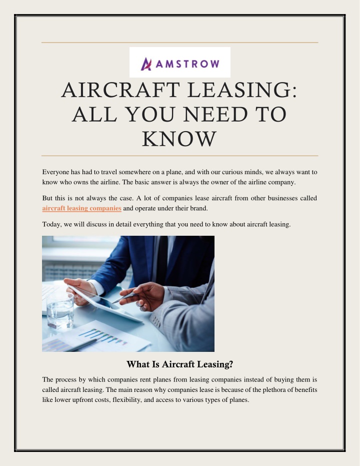 aircraft leasing all you need to know