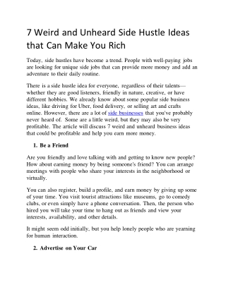 7 weird and unheard side hustle ideas that can make you rich