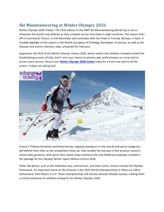 Ski Mountaineering at Winter Olympic 2026