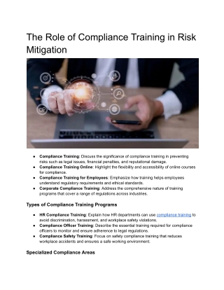the role of compliance training in risk mitigation