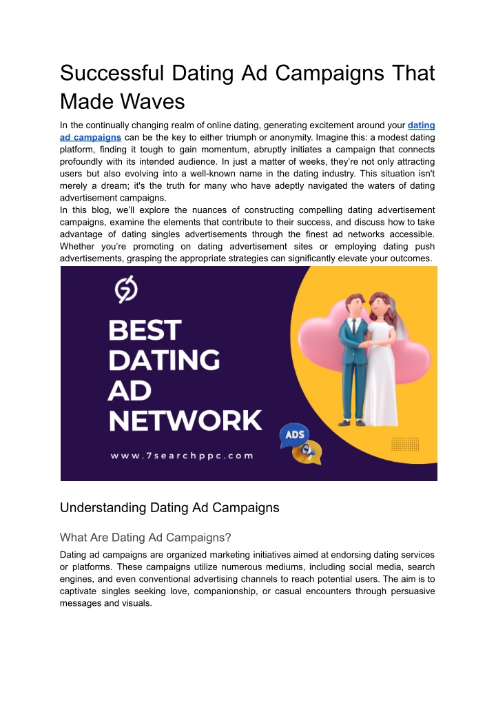 successful dating ad campaigns that made waves