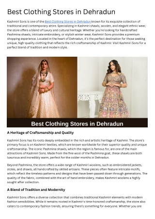 Best Clothing Stores in Dehradun
