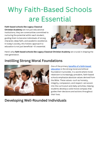 Why Faith-Based Schools are Essential