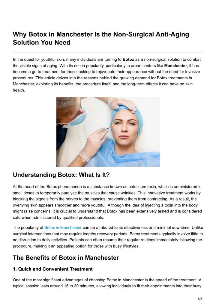 why botox in manchester is the non surgical anti