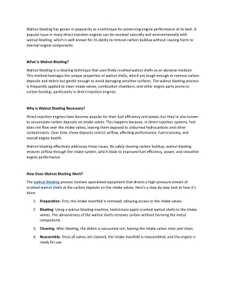 Walnut Blasting - A Natural Solution for Precision Engine Cleaning